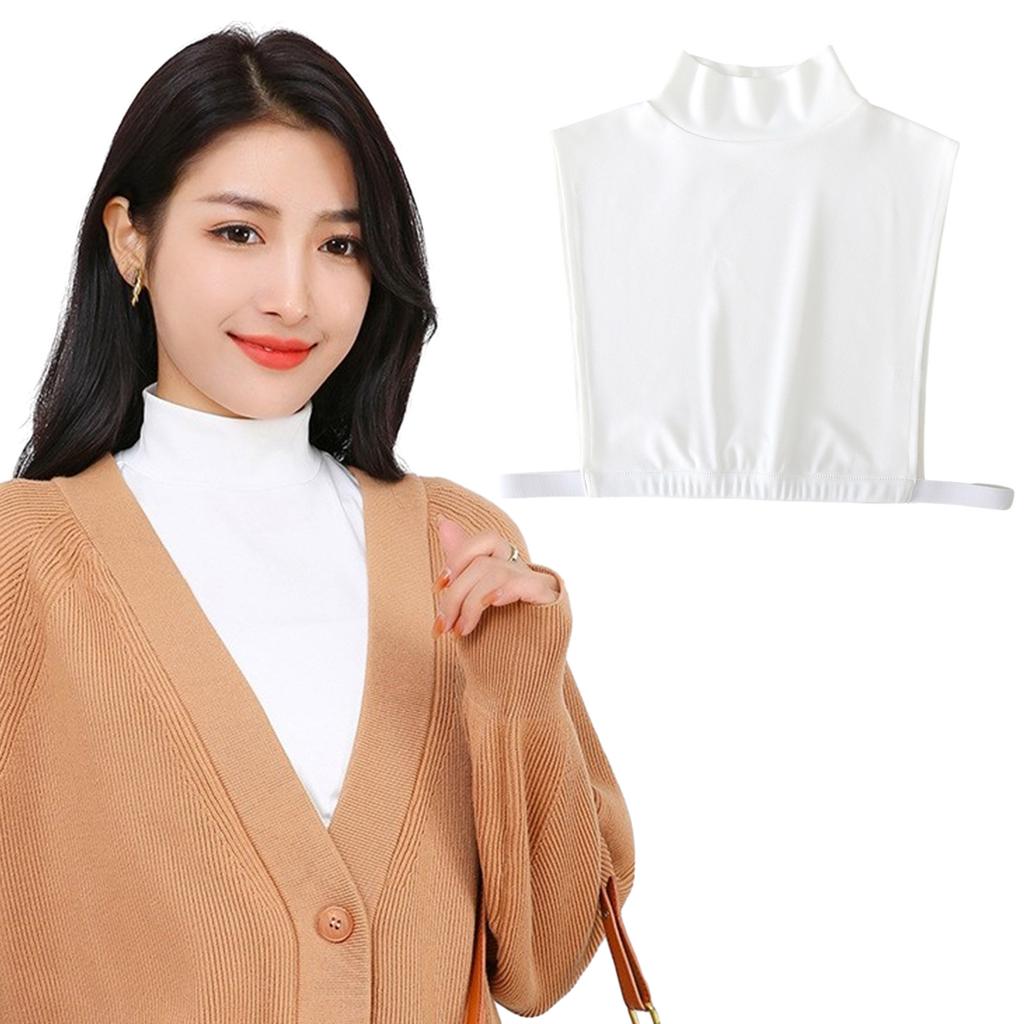 Womens Fake Collar Universal Removable Elegant Half Turtleneck Insert Collar Solid Color Half Top Blouses Neck Warmer