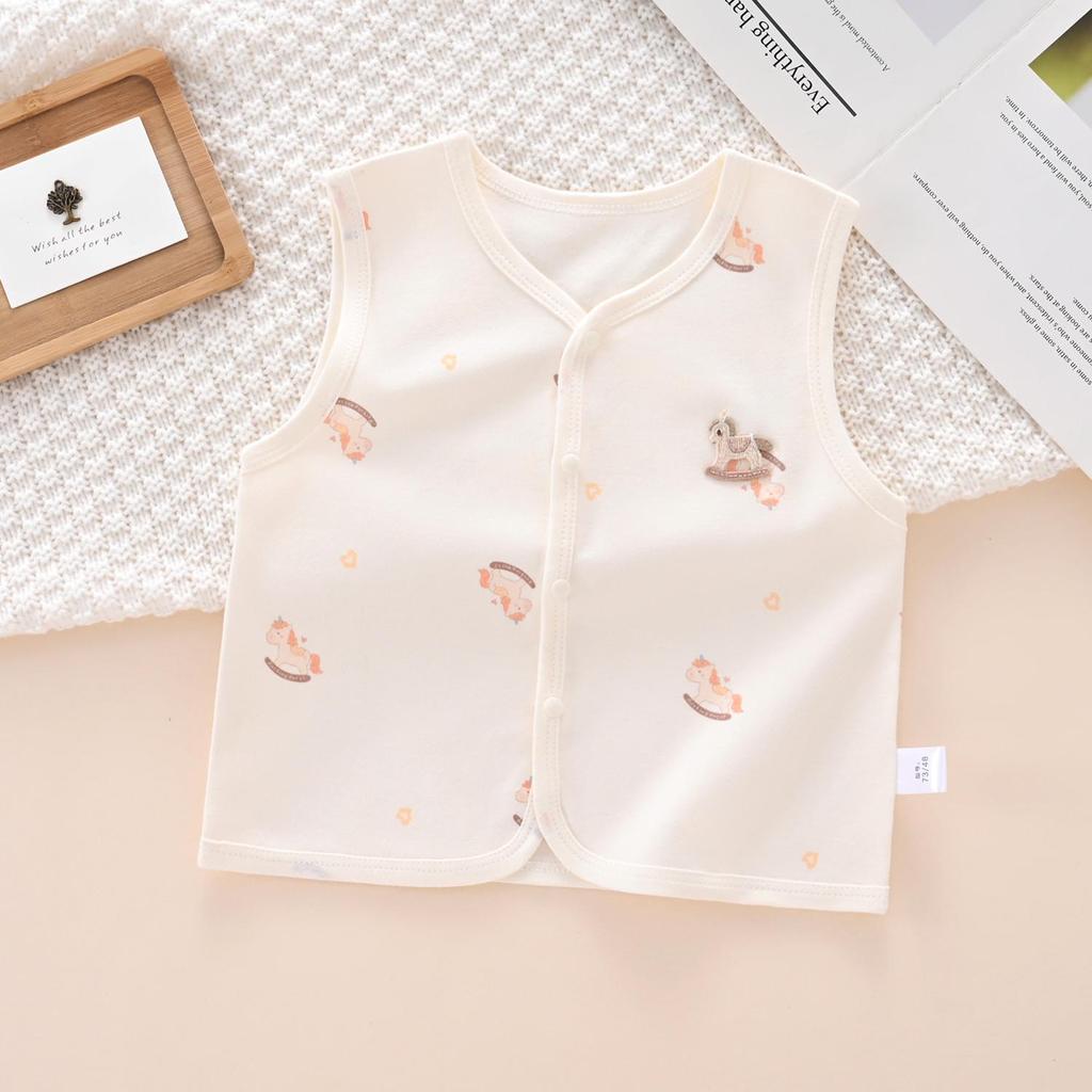 Unisex Baby Pure Cotton Sleeveless Vest - Spring/Autumn Style, A-Class, Cute Design.