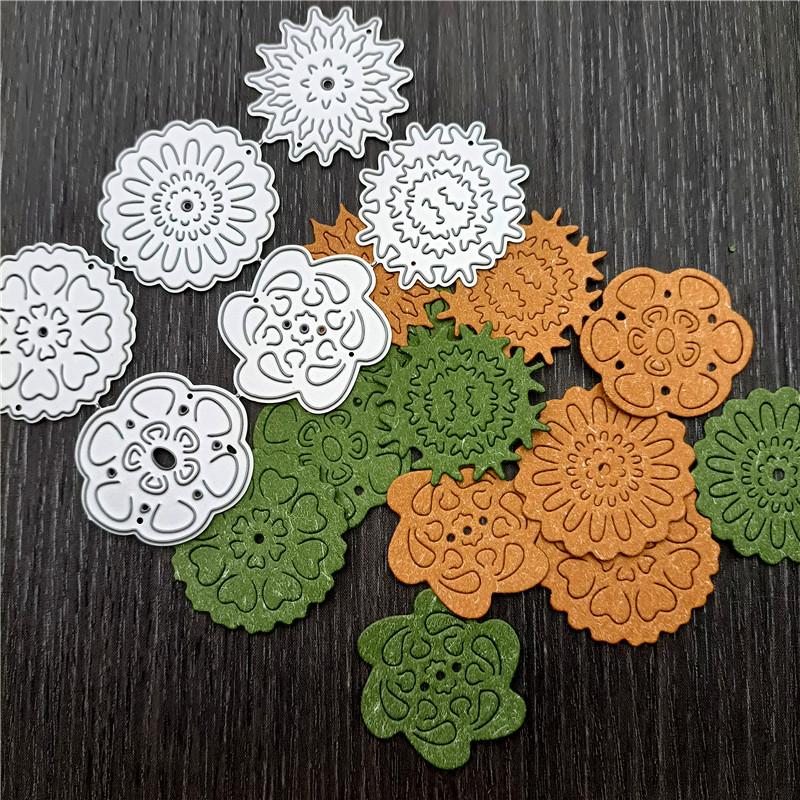 6pcs/set Metal Cutting Dies  Stitch Flower Lace Round Scrapbooking Paper Craft Knife Mould Blade