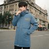 Winter new solid color high velvet tooling jacket medium and long hooded clothes trendy men's clothing