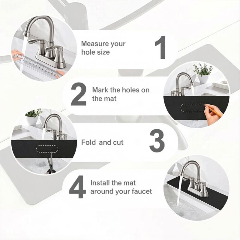 Nonslip Faucet Mat Customizable Kitchen Sink Mat Splash Guard Quick Drying For Soap Dispenser Lock Moisture Effectively