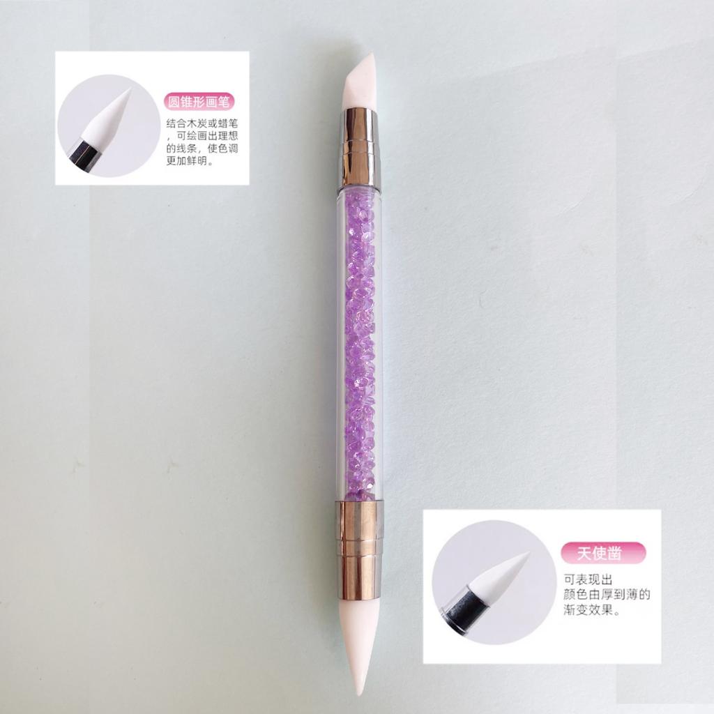 Double-ended Silicone Press Pen Wedge Deer Hoof Brush Nail Supplies Carving Glitter Powder Sticker Nail Accessories for Manicure