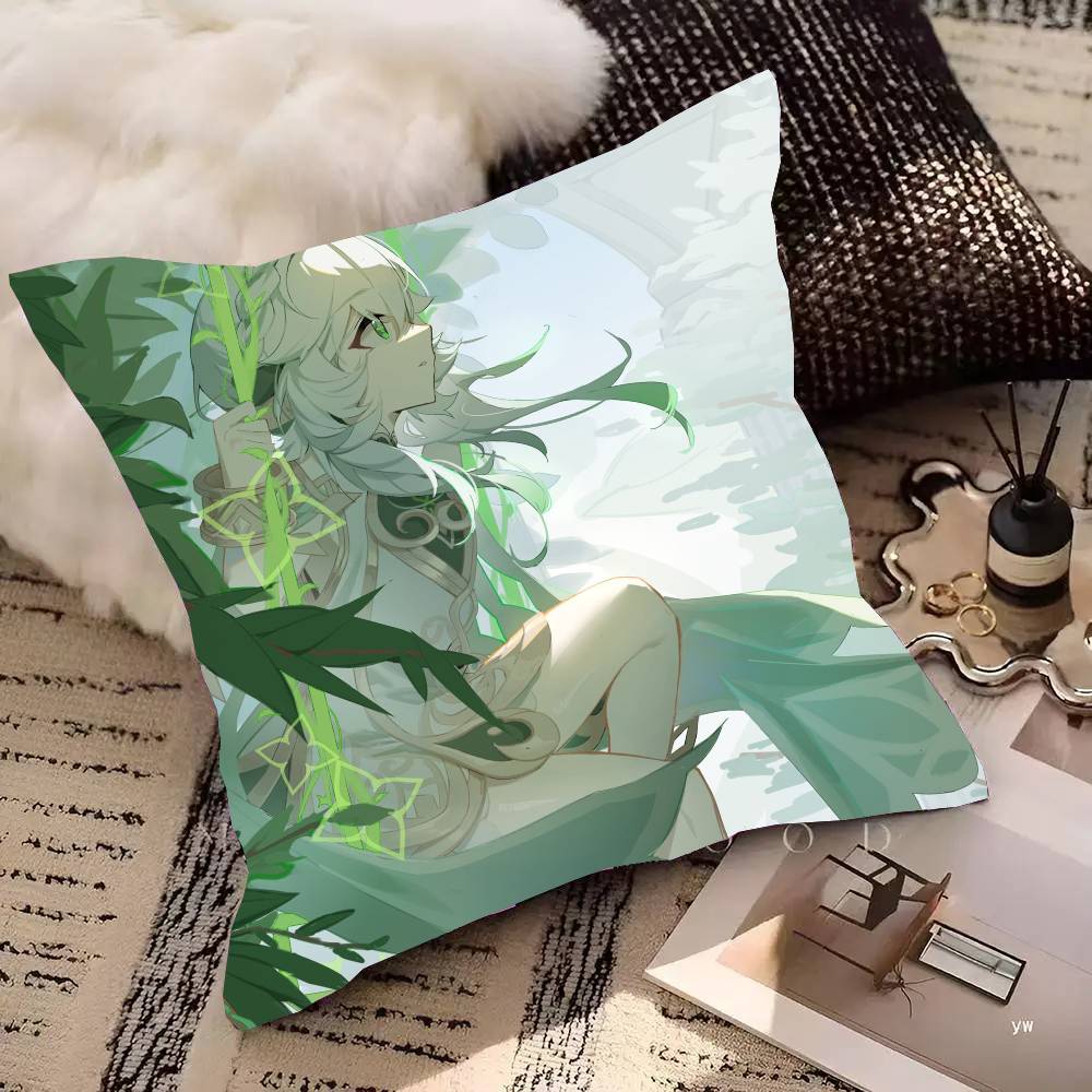 Nahida Animation Game GGenshin IImpact Pillow Case Fashion Square Pillowcase Bedroom Sofa Room Ins Decoration Leisure