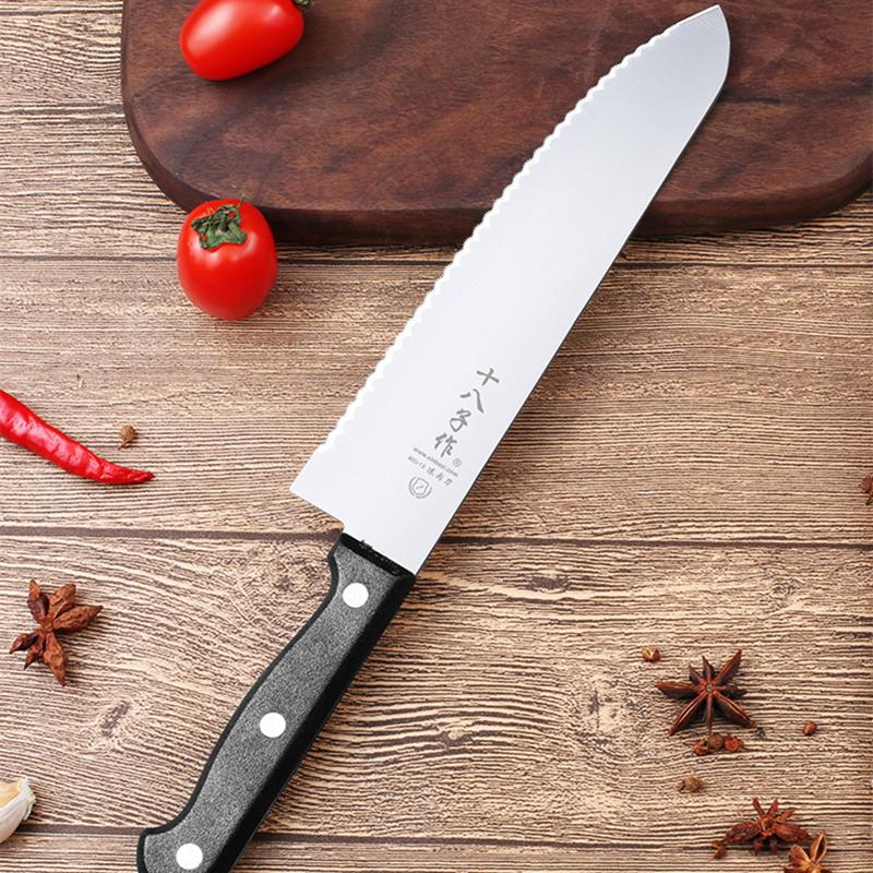Shibazi Cleaver Knife Stainless Steel Serrated Frozen Food Meat Bread Steak Vegetable Barbecue Slicing Multifuntional Chef Knife