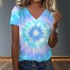 New summer new print casual v-neck T-shirt trendy creative elements suitable for casual T-shirts