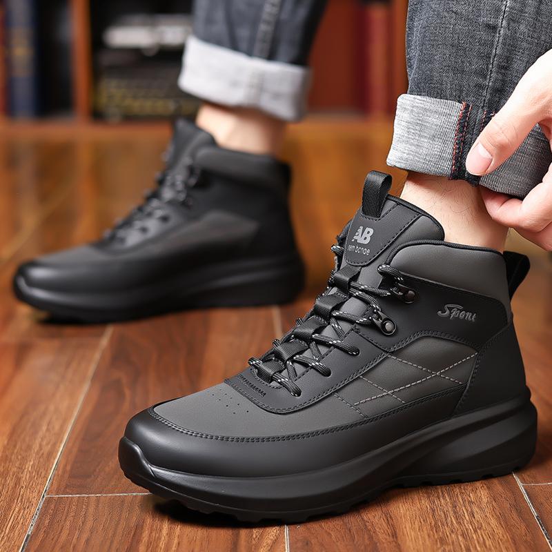 New Leather Sneakers Comfortable Men's Basic Boots Outdoor Male Hiking Shoes Treking Footwear Luxury Brand Winter Snow Boots