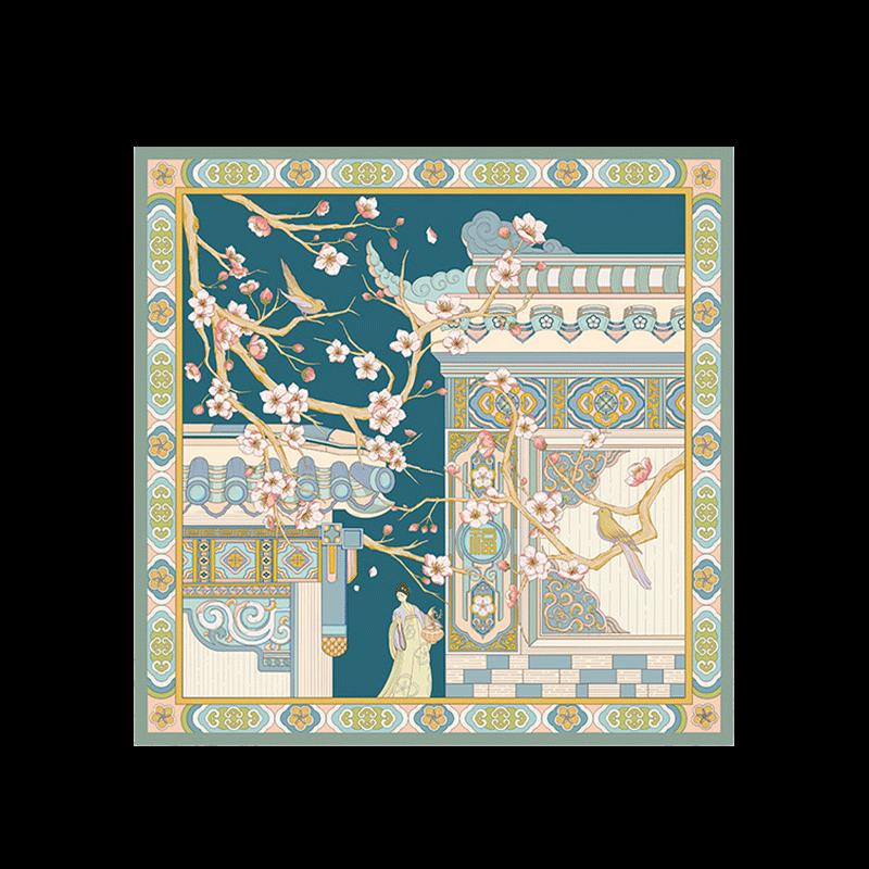 Jing Sijie Plum Blossom Mulberry Silk Scarf