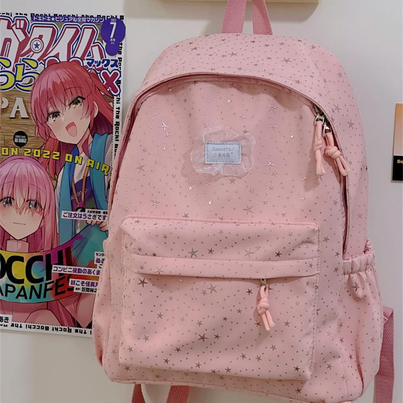 Schoolbag New School Bag Women's Large Capacity Backpack Junior High School High School Students Full of Stars Fashion Lightweight Casual Backpack