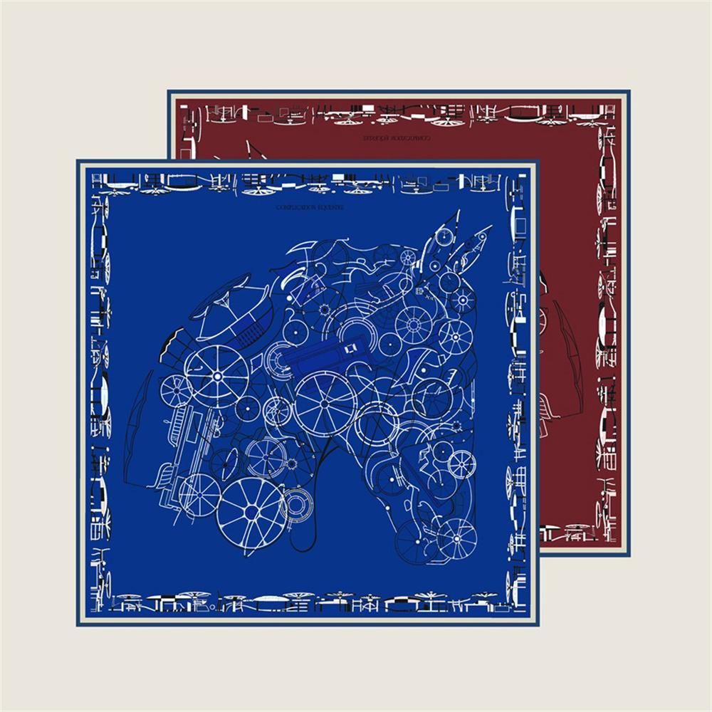 Brand Silk Scarves Horse Head Printed Twill Silk Scarf Women Shawls Luxury Design Hijab Fashion Square Curled Scarf Neckerchief