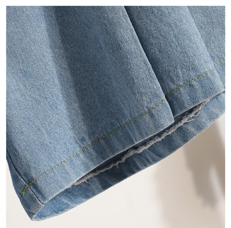 Plus Size Women's High Waist Denim A-Line Shorts - 200 lbs Summer Loose Fit Hot Pants