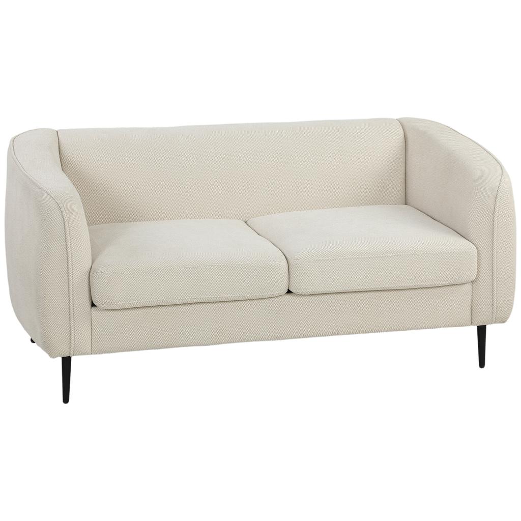 Velvet Sofa, 2-Seater, 160 cm, Padded Seat, Spring Cushion, Beige