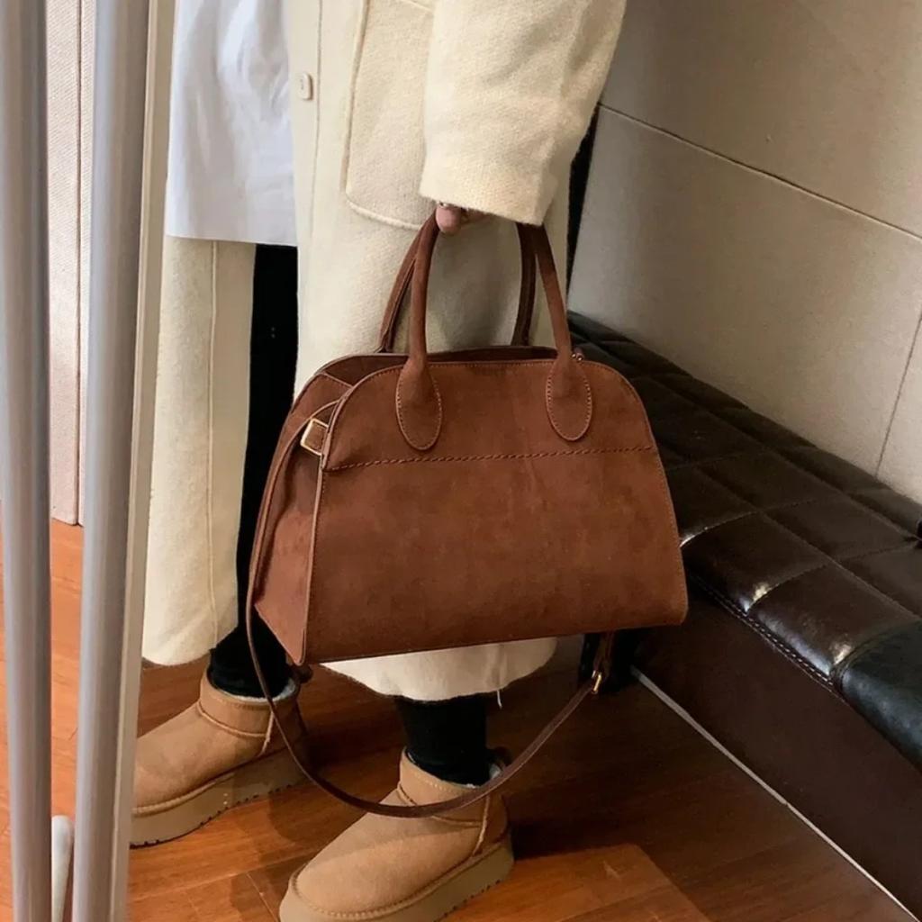 Ladies' Top-handle Bag High-end Design Vintage Commute Handbag For Autumn Winter Faux Suede Casual Tote Shoulder Bags