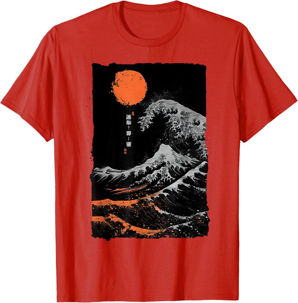 Graficzny T-shirt w Stylu Wielkiej Fali w Kanagawie Vintage Japoński Druk Artystyczny Casualowy T-shirt dla Mężczyzn