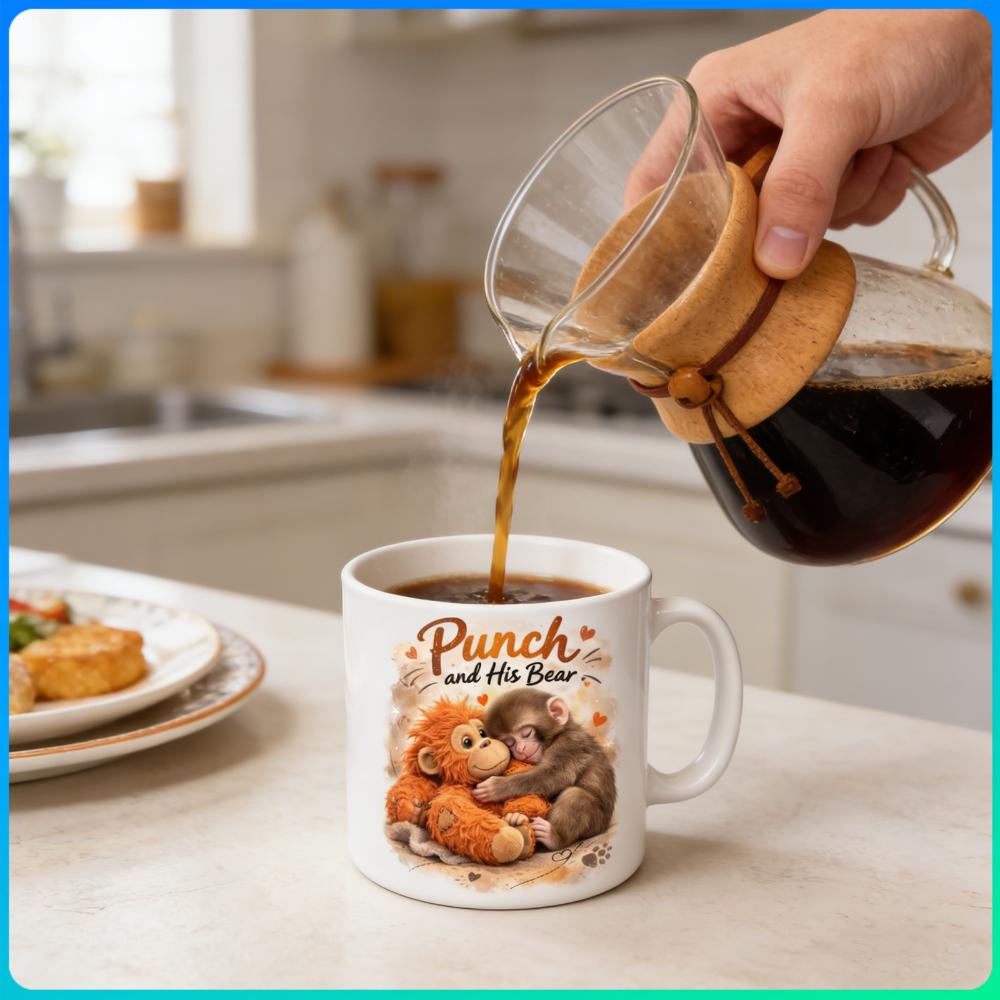 

11oz Funny Novelty Mugs Cute Monkey with Orangutan Teddy Design Personalized Ceramic Coffee Cup for Family and Loved Ones China Mainland