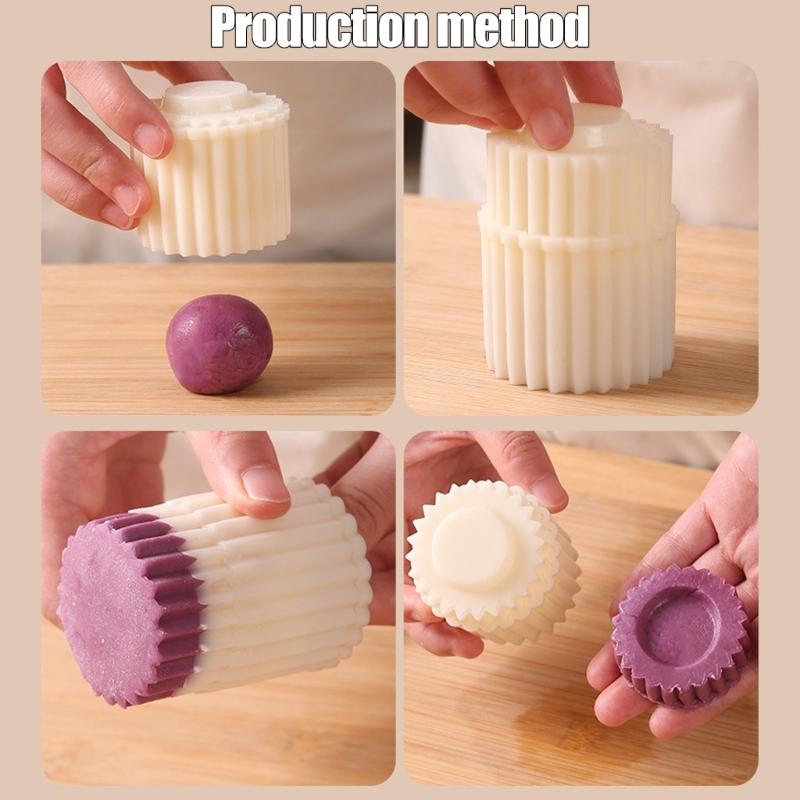 Detachable Plastic Mooncakes Press Molds, Double-Ended Pastry Shaper with Reversible Edges for Cookie, Candy, Mousse Dessert, and Pastries