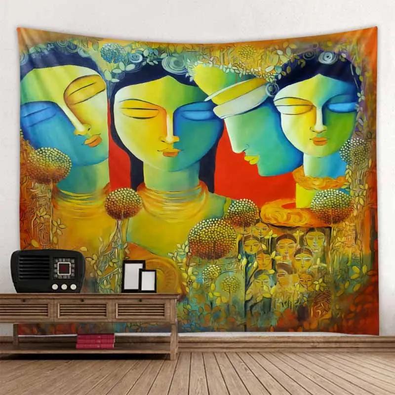 Indian Buddha Art Tapestry Wall Hanging Meditation Mandala Room Wall Decor Boho Home Aesthetics Home Decor Background Fabric