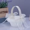 Pearl Handle Flower Basket Wedding Lace Bride Basket Pearl Decorative Flower Basket