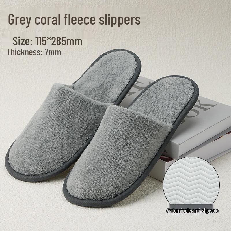 Yipan Disposable Non-Slip Coral Fleece Slippers