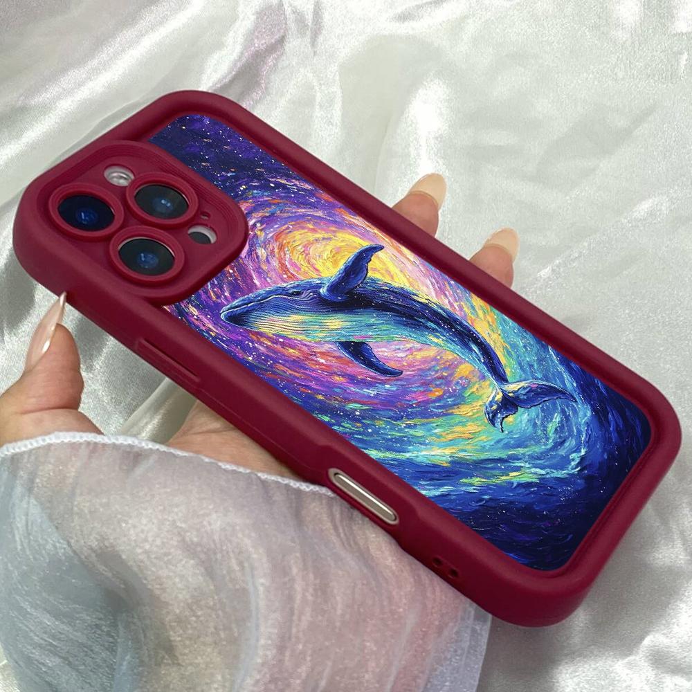 JT527 The Blue Whale Rises for iPhone 17 16 15 14 13 12 Pro Max Samsung S26 S25 Ultra A17 A07 A56 A16 A15 A06 A35 Xiaomi 15T Redmi 15c 14C Soft Case