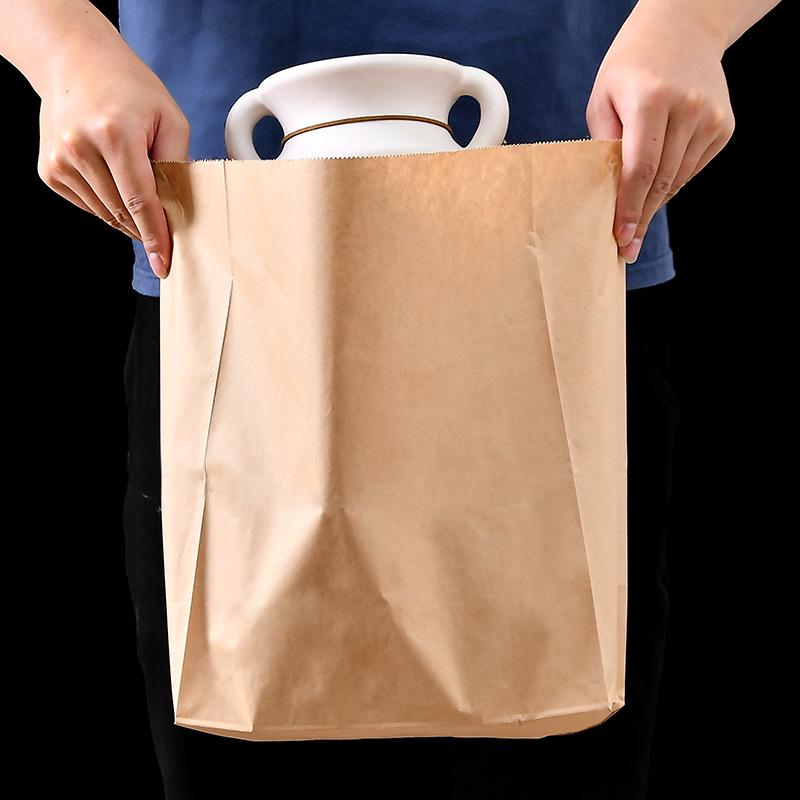 Thickened Kraft Paper Bag for Baking, Grilling, and Takeout with Custom Logo Printing - Oil-Proof Coated Storage Bag