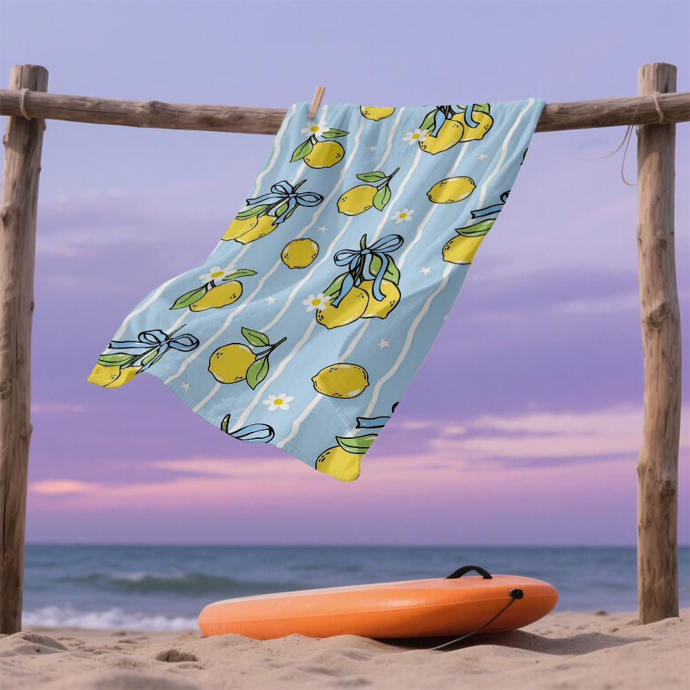 Zitrone & Band Picknick Kompakt Reise Strandtuch Super Saugfähig Sandresistent, Mikrofaser für Schwimmen Camping Yoga