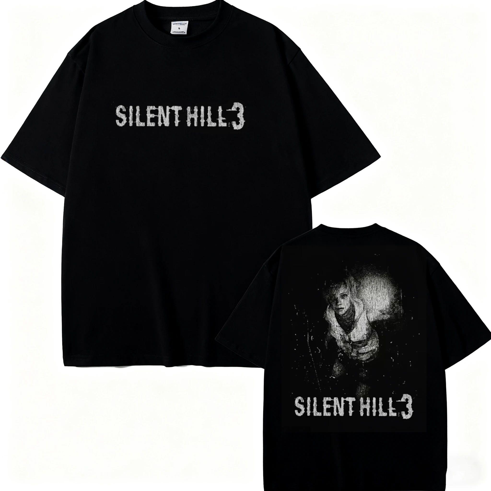 

Vintage Gaming TShirt Silent Hill 2 3 Videogame Black Print Cotton Tee Casual Short Sleeve Tee Top Loose Tshirt Summer Unisex 4XL