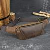 Marsupio da Uomo in Pelle Crazy Horse Borsa a Tracolla in Pelle Douyin Borsa Multifunzionale da Petto per Sport all'Aperto Marsupio da Donna per Telefono Cellulare