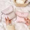 Portable Bow Embroidery Mini Storage Bag Multifunctional Solid Color Sanitary Napkins Bag Mini Handbag Travel