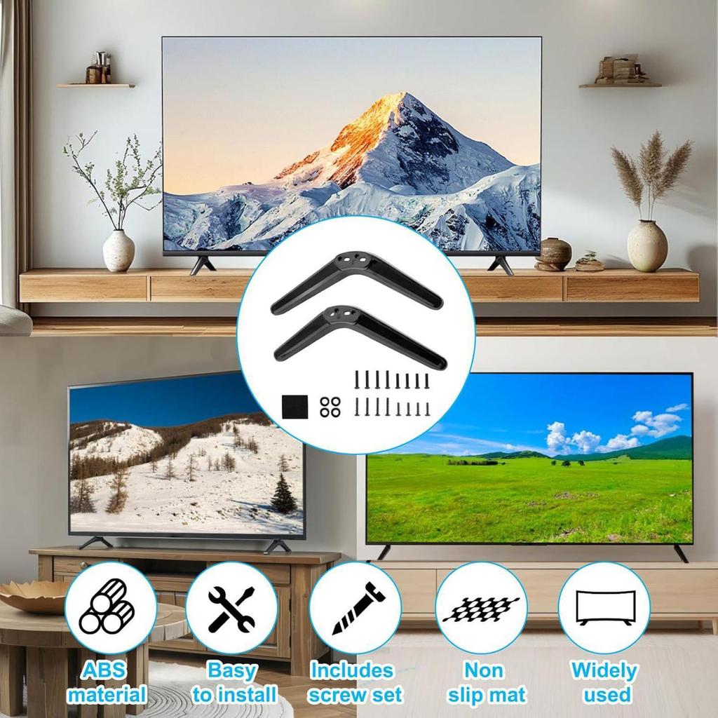 2pcs home Universal TV Large Stand Easy to Install TV Replacement Legs Anti-slip rubber pad and anti-falling nut for Most TVs