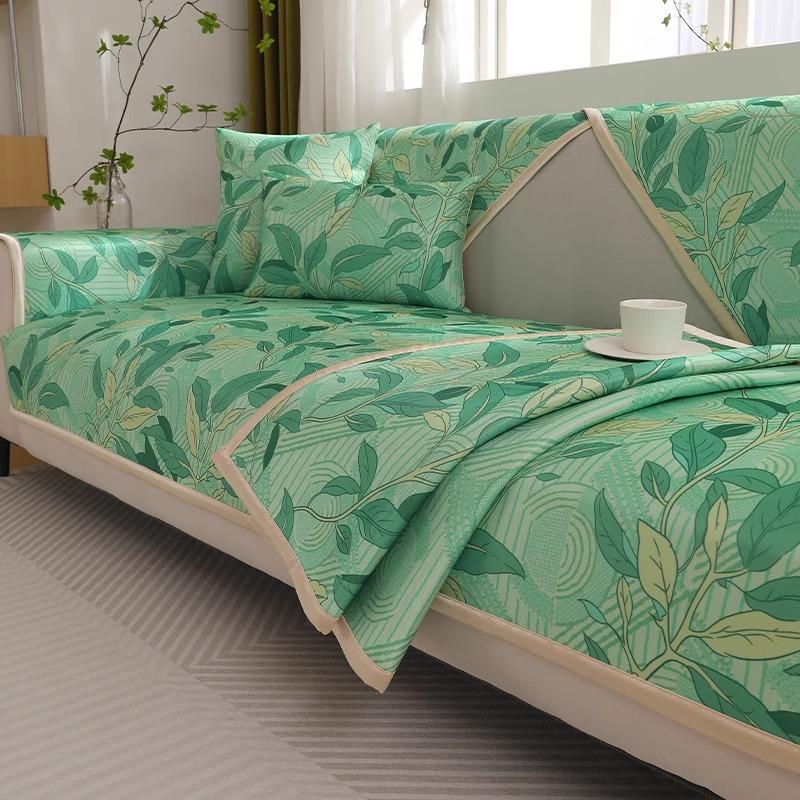 

Summer Ice Silk Sofa Cushion Light Luxury High-End Chinese Non-Slip Seat Cushion New Summer Sofa Cover Cover Cloth 70*70cm