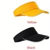 Breathable Outdoor Sports Sun Visor Cap - Long Brim, Hollow Out Peaked Top, Cotton, Black & Yellow Options, Ideal for Ponytails & Sun Protection