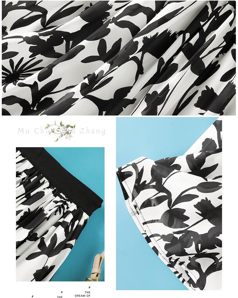 Elegant New Women's Summer A-line High-Waisted Double-Pleated Mulberry Silk Skirt