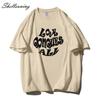 Shellsuning Oversized Letter Graphic T Shirts Men Summer Soft 100% Cotton Short Sleeve Tees Female Trendy Loose High Street Tops
