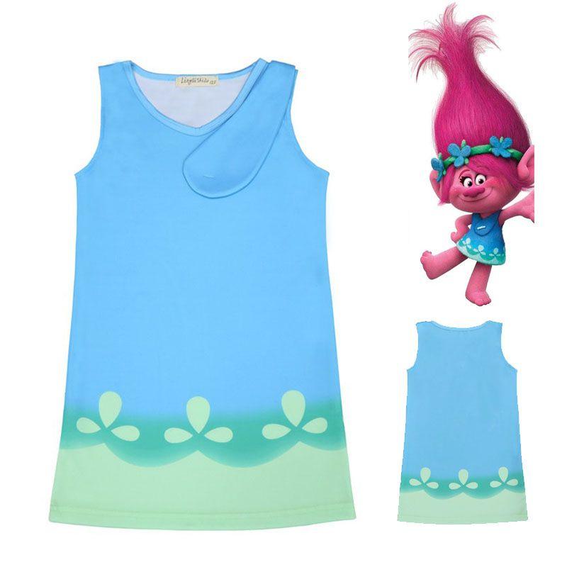 Entzückendes Trolls Poppy Cosplay-Kostüm für Kinder Perfekt für Geburtstagsfeiern