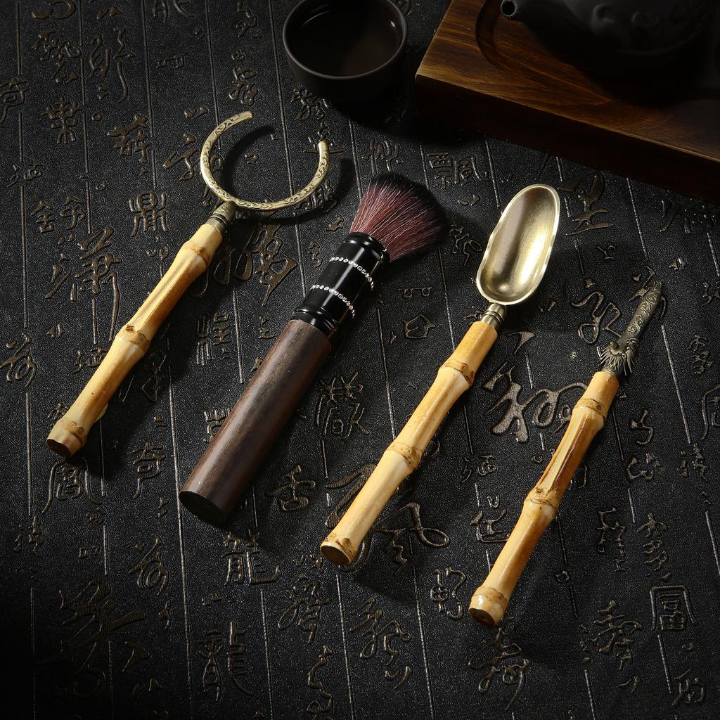 5Pcs/Set Tea Ceremony Set Heat-resistant Kongfu Tea Tools Wooden Chinese Teaspoon Tea Tong Needle Set Tearoom Supplies