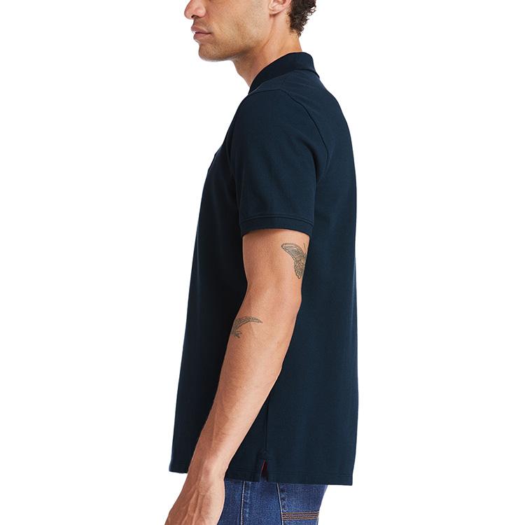 Timberland Casual Sport Single Bead Short Sleeve Polo Shirt Men Polo Shirts Deep-Sapphire-Blue A24H2-433