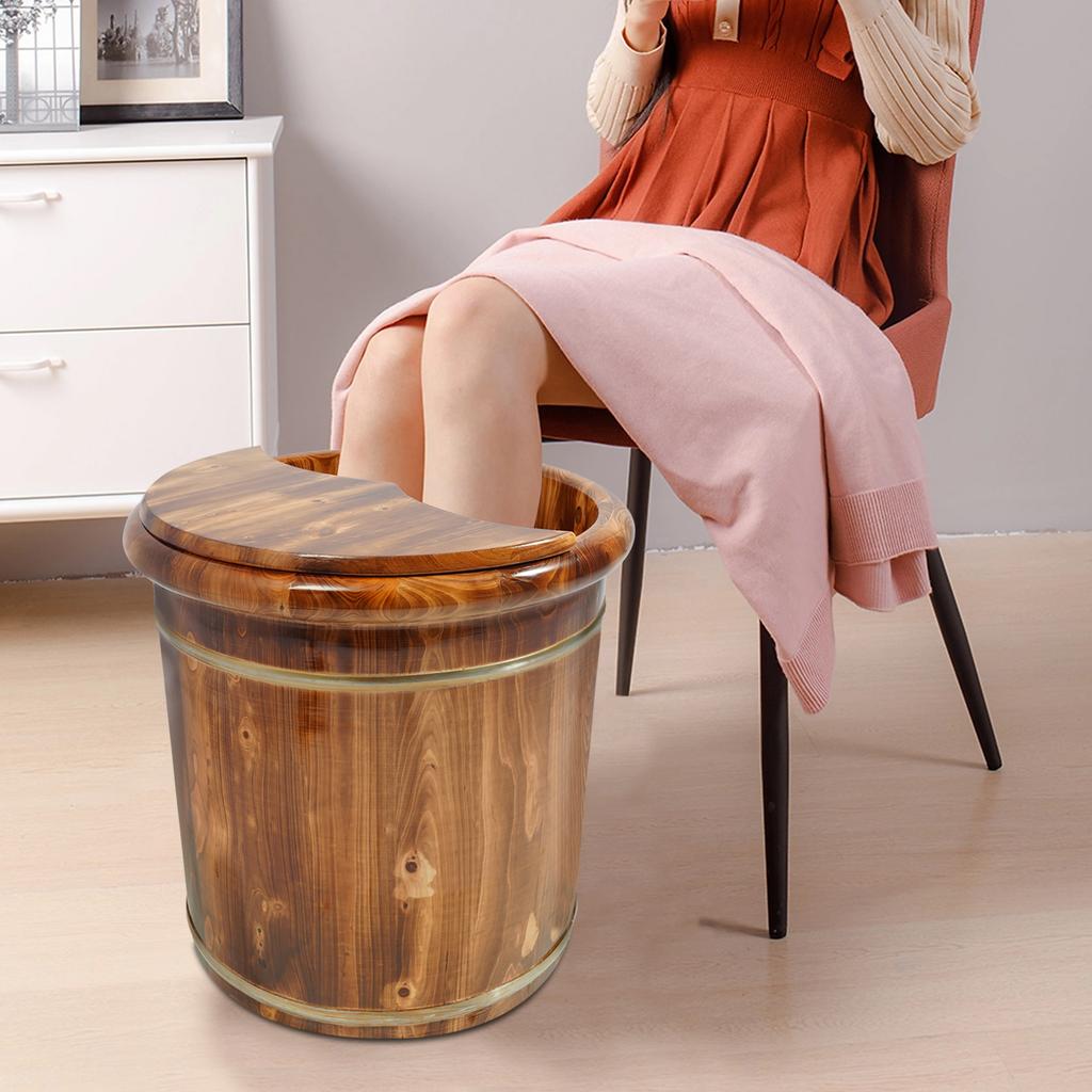 Soothing Cedarwood Foot Soaking Tub with Lid, 40cm Deep Bath Barrel for Relaxation, Home Spa, Aromatherapy, and Epsom Salt Soaks