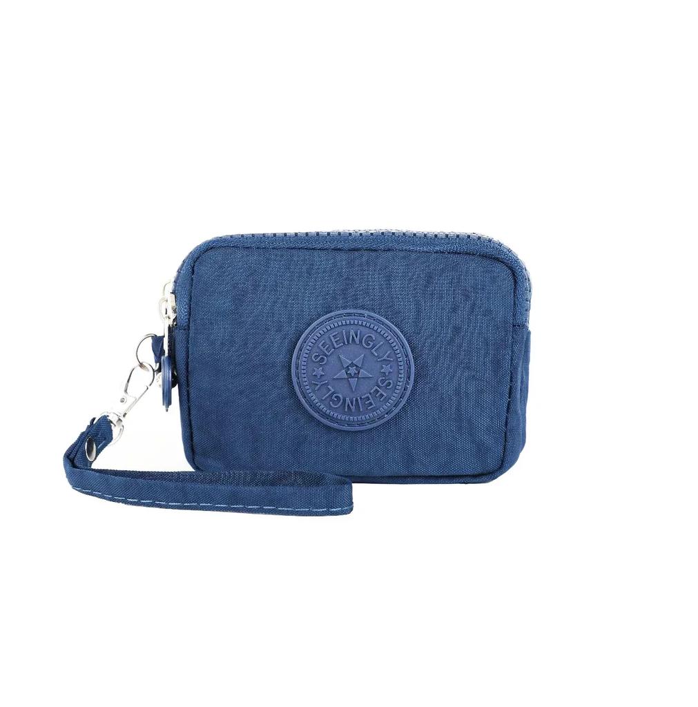 Mini Nylon Coin Purse Key Bag Women Wallets Zipper Waterproof Portable Three Layer Card Holder Female Girl Handbag Headphone Bag
