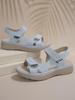 Summer 2025 Women's Sporty Wedge Heel Genuine Leather Sandals - Soft, Lightweight, Velcro, Plus Size Slippers.