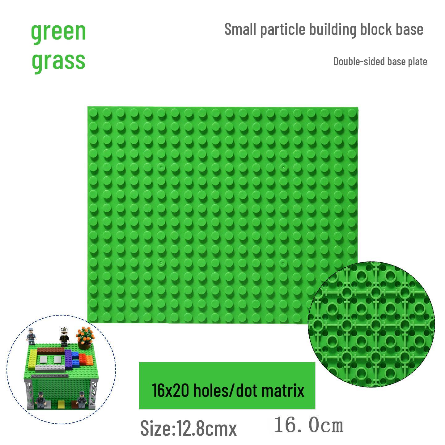 

Double-Sided CrossMOC Baseplate, 16x20 Dots, Compatible with Lego, 12.8x16cm Universal Small Particle Building Block Board 12.8cm x 16cm double-sided