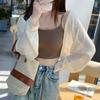 Shawl with Women's Sunscreen Cardigan, Summer Thin Blouse, Small Vest Jacket, Short Knitted Top, Air-conditioned Shirt