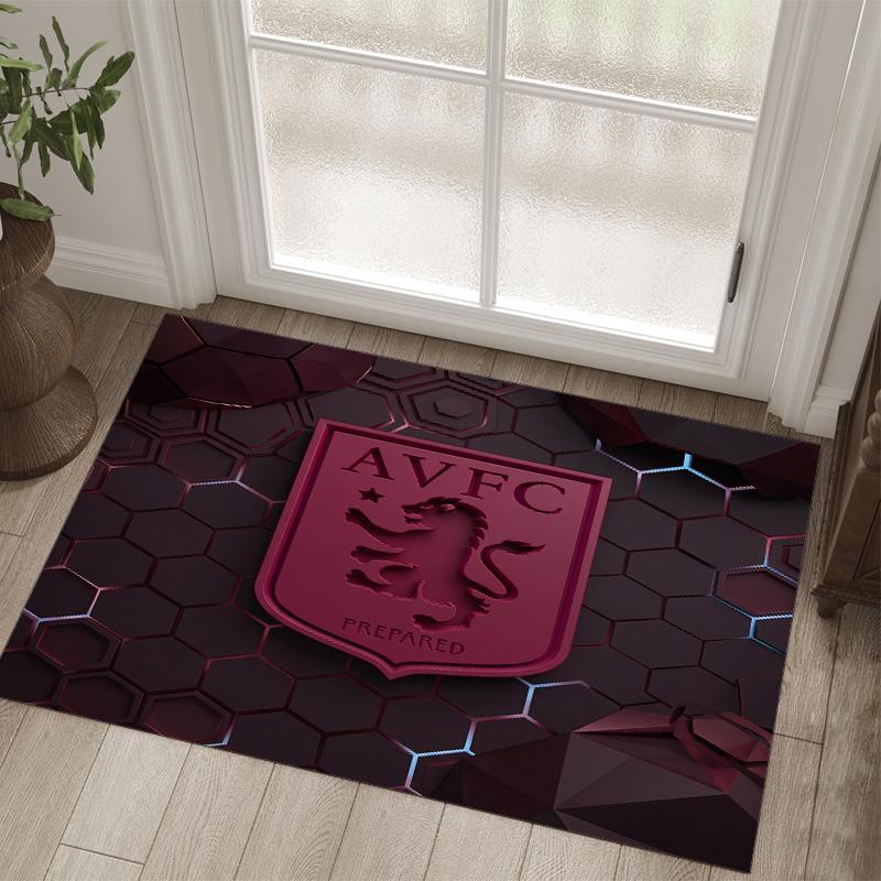 Aston Villa Football Design Crystal Velvet Carpet Cozy Non?Slip Printed Rug For Bedroom Living Room Entrance