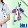 6-in-1 Multifunctionele Intrekbare Balpen Set Zaklamp Opvouwbare Schaar Balpen Sleutelhanger Verpleegkundigen Pennen Permanente Marker