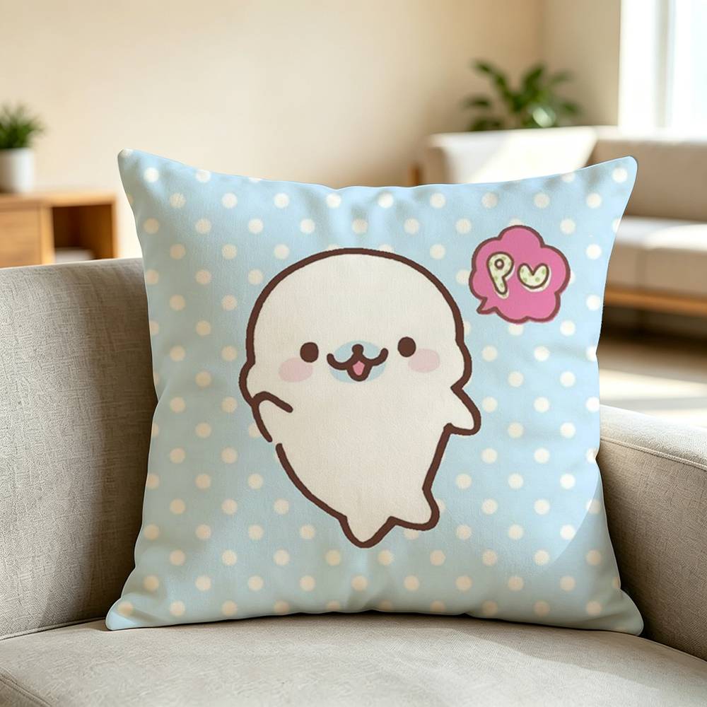 S-Soft Round Tiny Cartoon Mamegoma Square Double-Sided printed Pillow Case Bedroom Bedside Pillow Sofa Cushion Cover