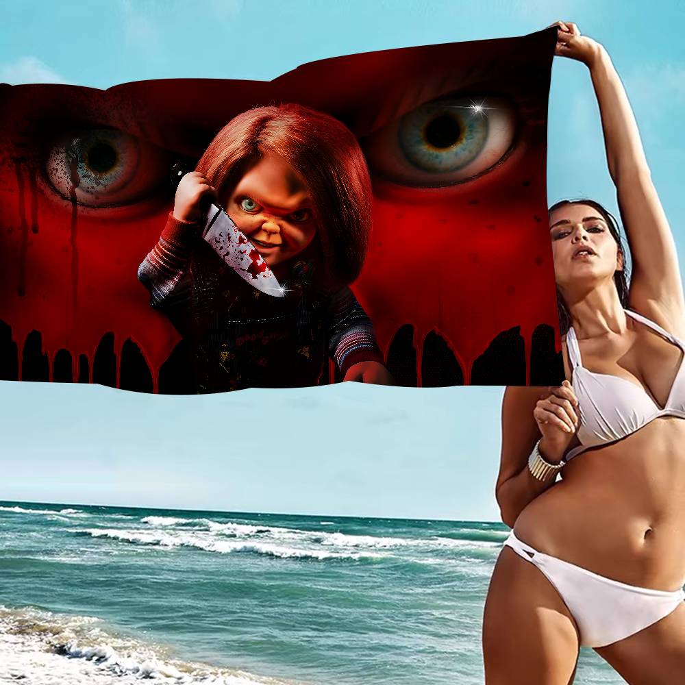 Klassischer Chucky Horrorfilm Anime Strand Schwimmtuch Weiches Saugfähiges Waschlappen Kindergeschenke Für Kinder Reise Camping Fitnessstudio