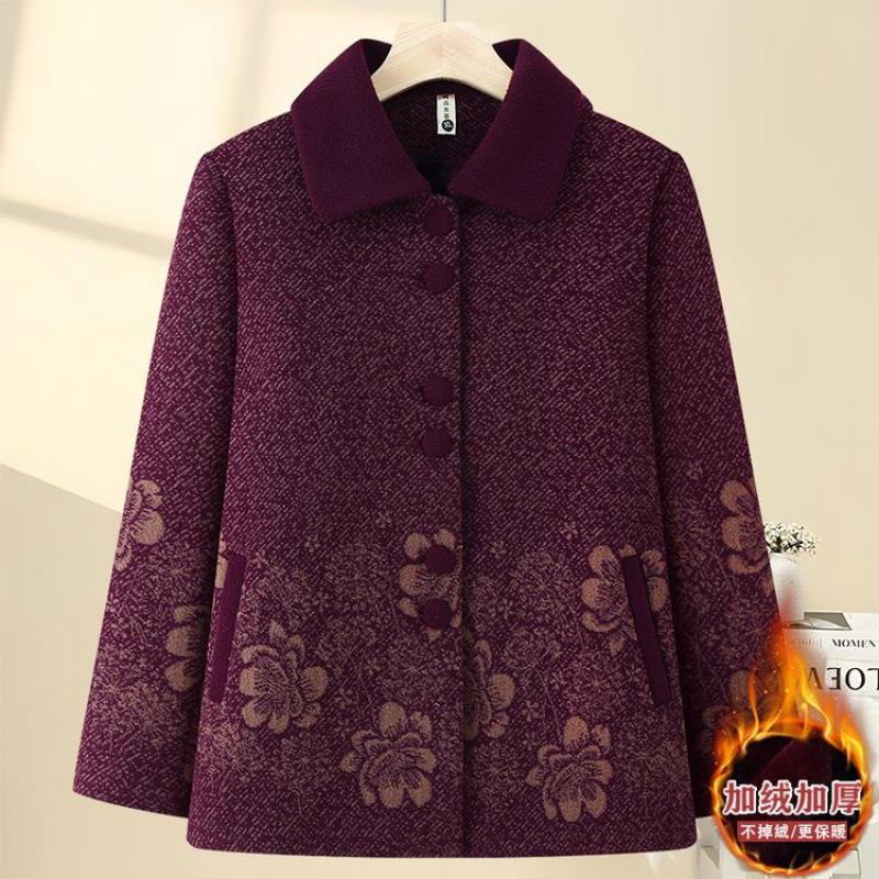 

Зимнее пальто на флисе для тепла, новый шерстяной топ, одежда для пожилой женщины с утолщением 5XL [recommended 150-80kg] фиолетовый