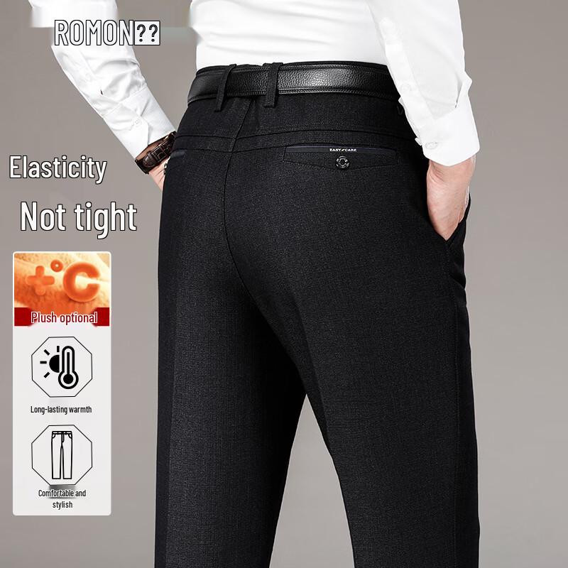 ROMON Men s Fleece Lined Non-Iron Business Casual Trousers 31