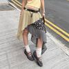 Y2K Style Plaid & Floral Low-Waist Ruffled Skirt