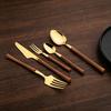 5Pcs Imitation Wooden Handle Dinnerware Cutlery Set Stainless Steel Tableware Western Knife Fork Spoons Silverware Flatware