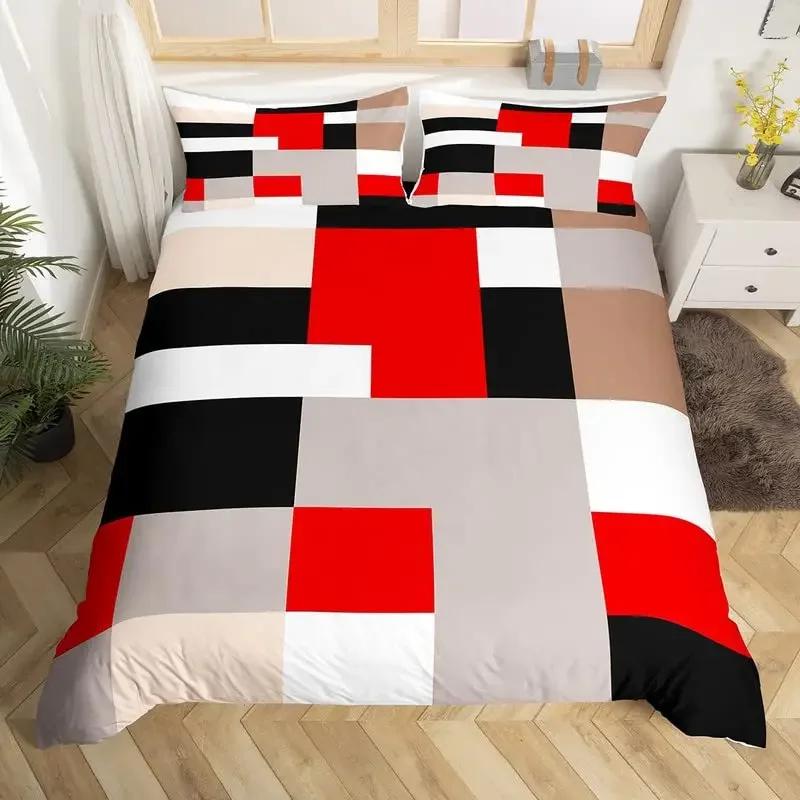 Comforter Geometric Single King Buffalo Check Comforter Modern Art Plaid Bedding Set Microfiber Geometry
